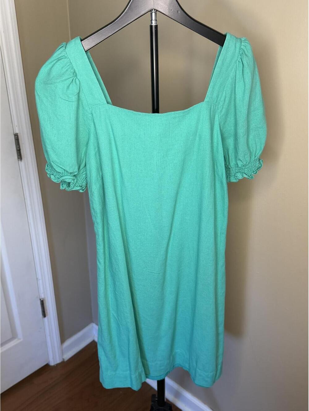 Draper James RSVP Green Puff Sleeve Mini Dress Size Medium